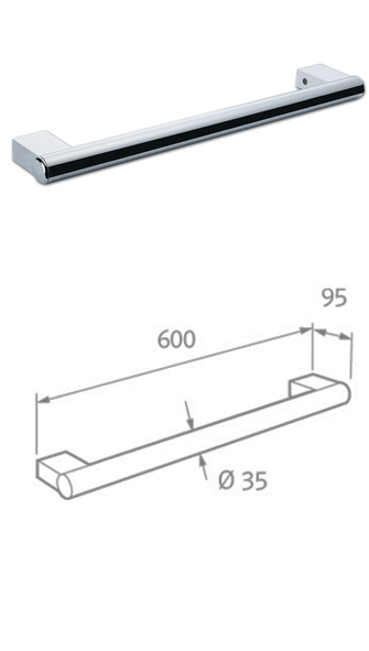 Bespoke Chrome Grab Rail 600mm 