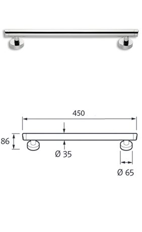 Chrome Straight Grab Rail 450mm 