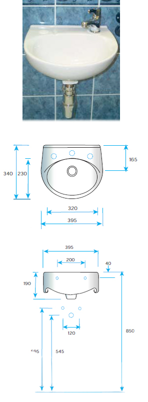 Wall Basin No Overflow No Chain Hole